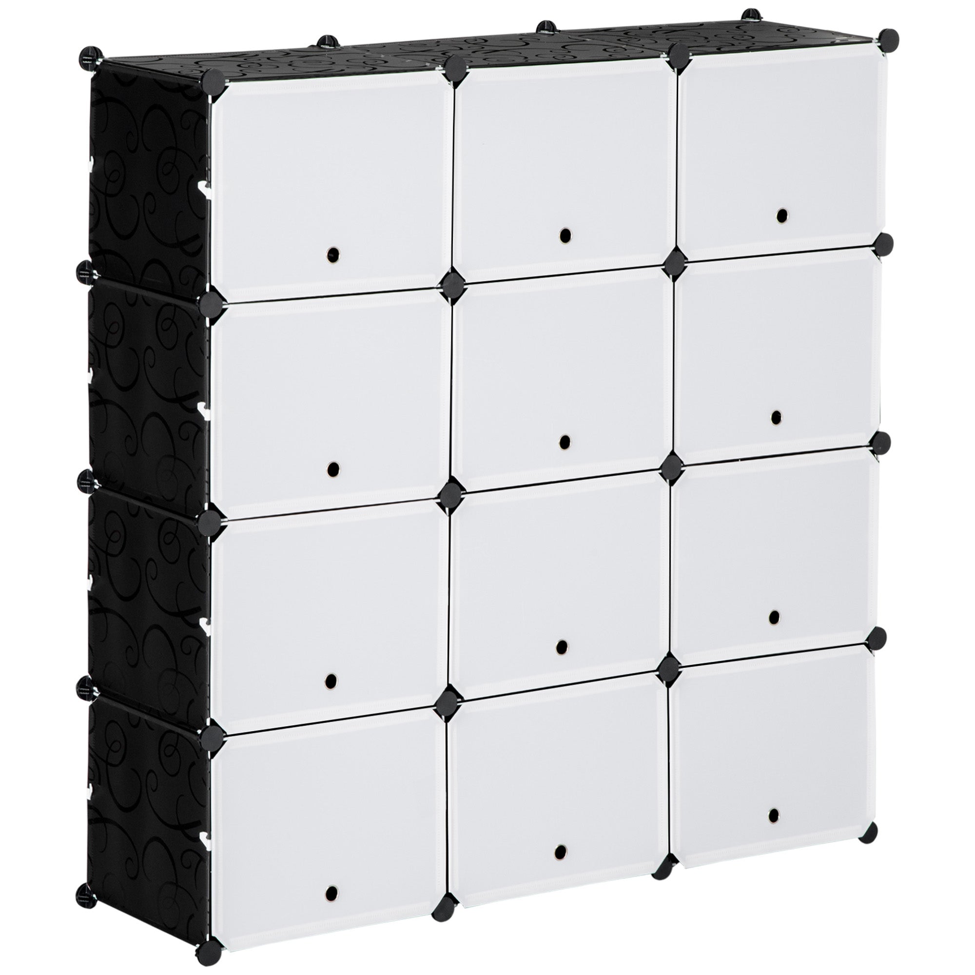 Shoe Cabinet Storage Box 12 Cubes DIY Plastic Steel Black+White