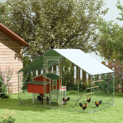Chicken Coop Free-Range Enclosure, 300 x 200 x 195 cm, Steel, Silver