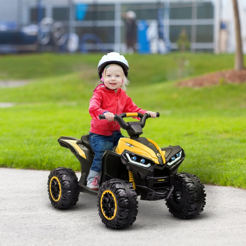 12V Ride-On Quad Bike with Music, Horn, for Ages 3+ Years - Yellow