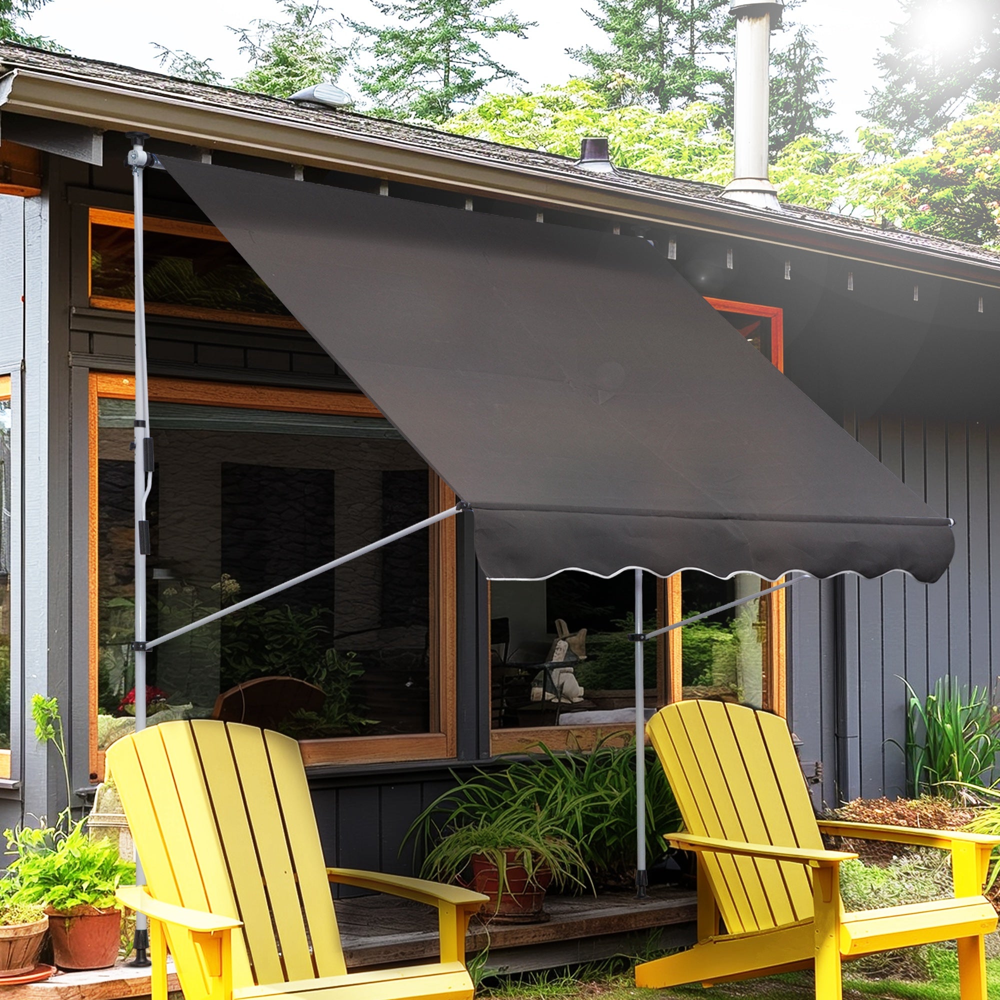 Awning, Articulated Arm Clamp Adjustable 200x150cm, Grey Aluminium