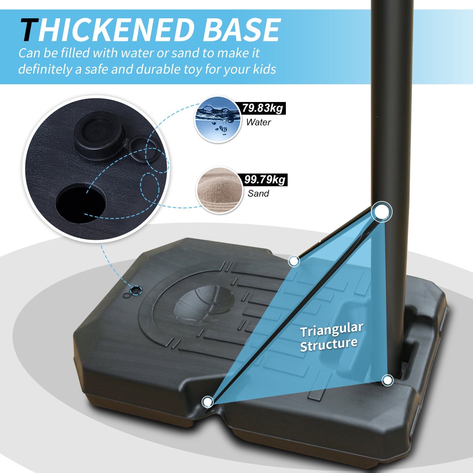 Outdoor Basketball Hoop with Adjustable Height and Built-in Wheels, PVC Backboard