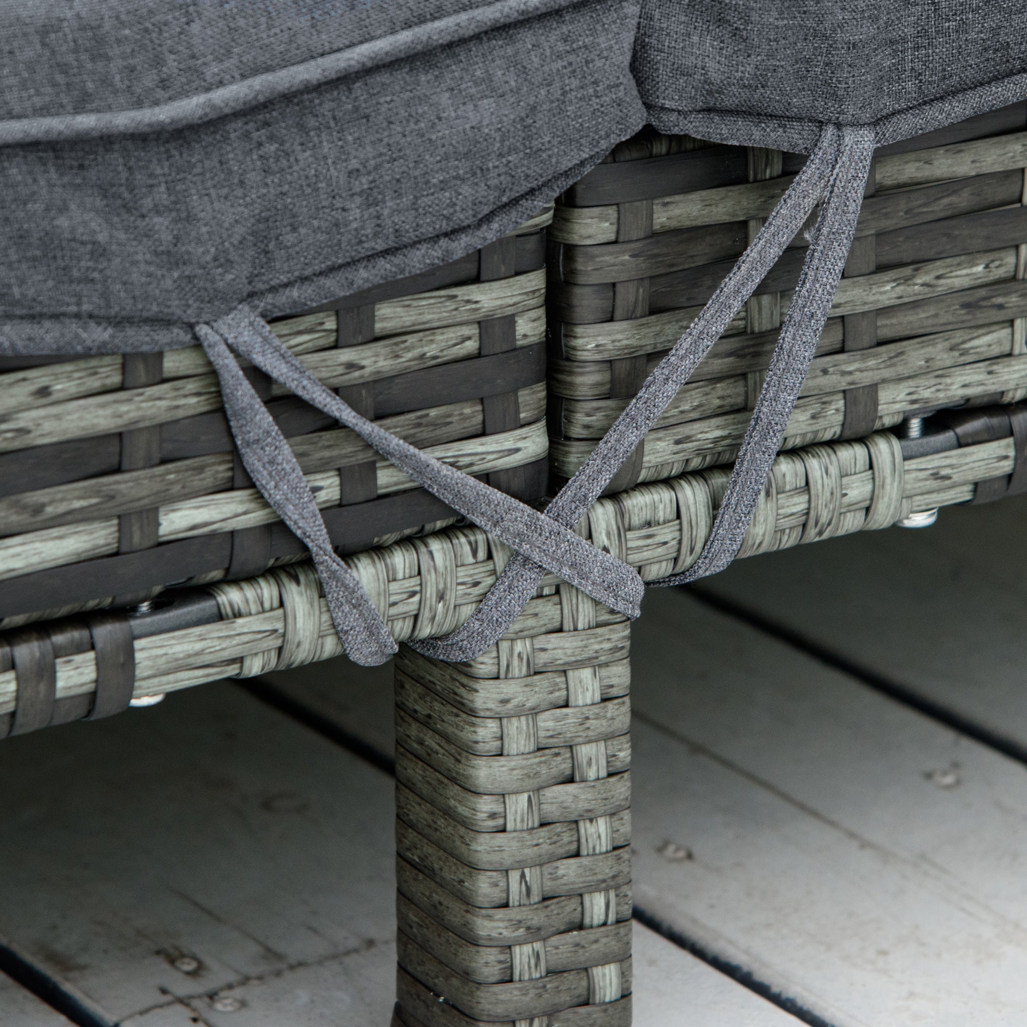 Polyrattan Sun Lounger 2-Person Relax Lounger 5-Position Backrest, Metal & PE Rattan