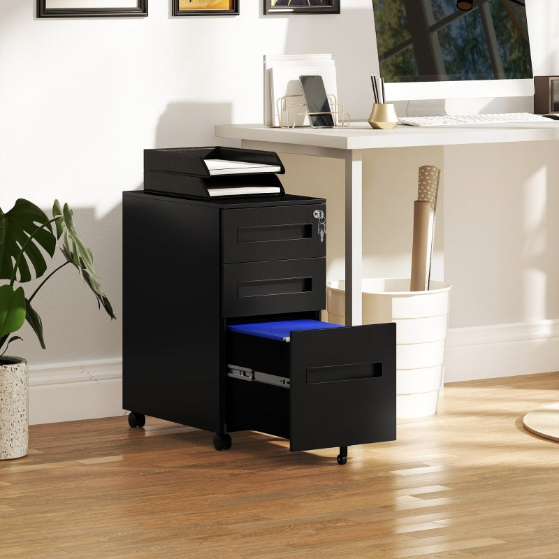 Filing Cabinet Three-Drawer Steel Black