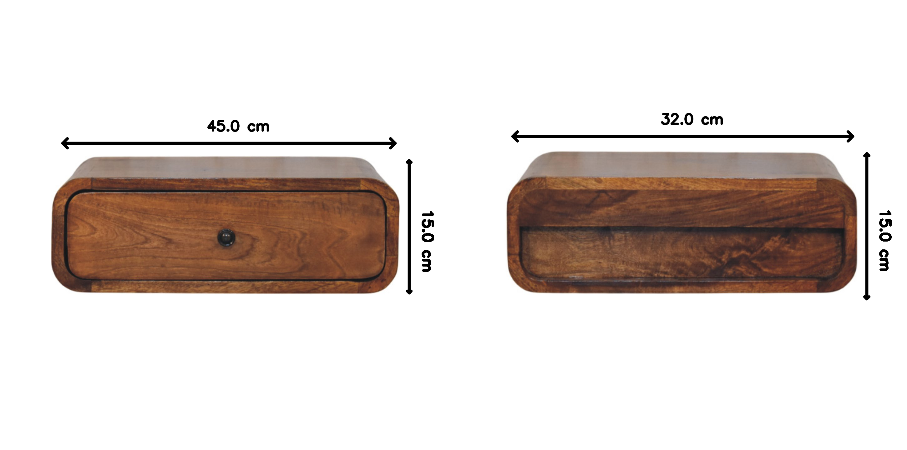 Solid Wood Avora Wall-Mounted 1 Drawer Nightstand, Dark Brown