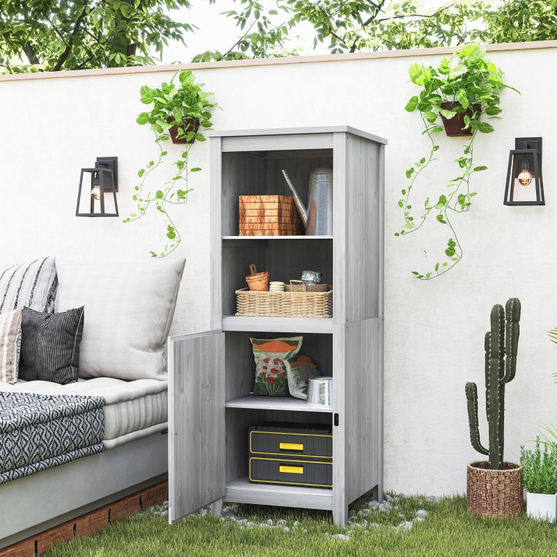 Wooden Garden Shed, Weatherproof, Lockable with Shelves, Light Gray