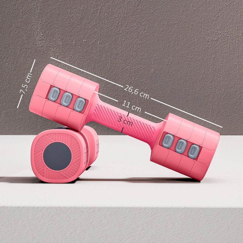 Adjustable Dumbbell Set with Square Shape and Metal Core, Red