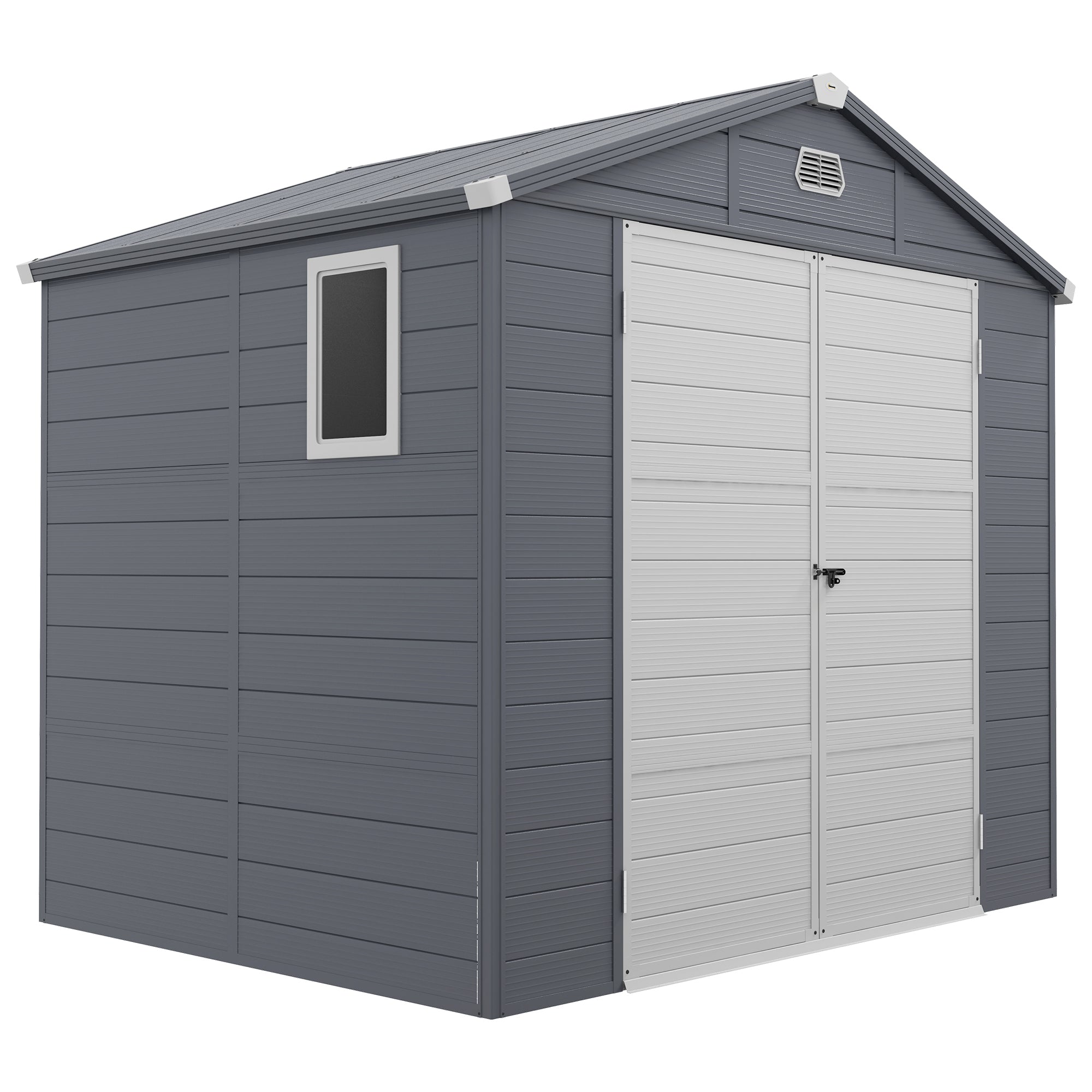 Aluminium and Plastic Wall Shed 7.9ft x 6.2ft with Foundation - Grey