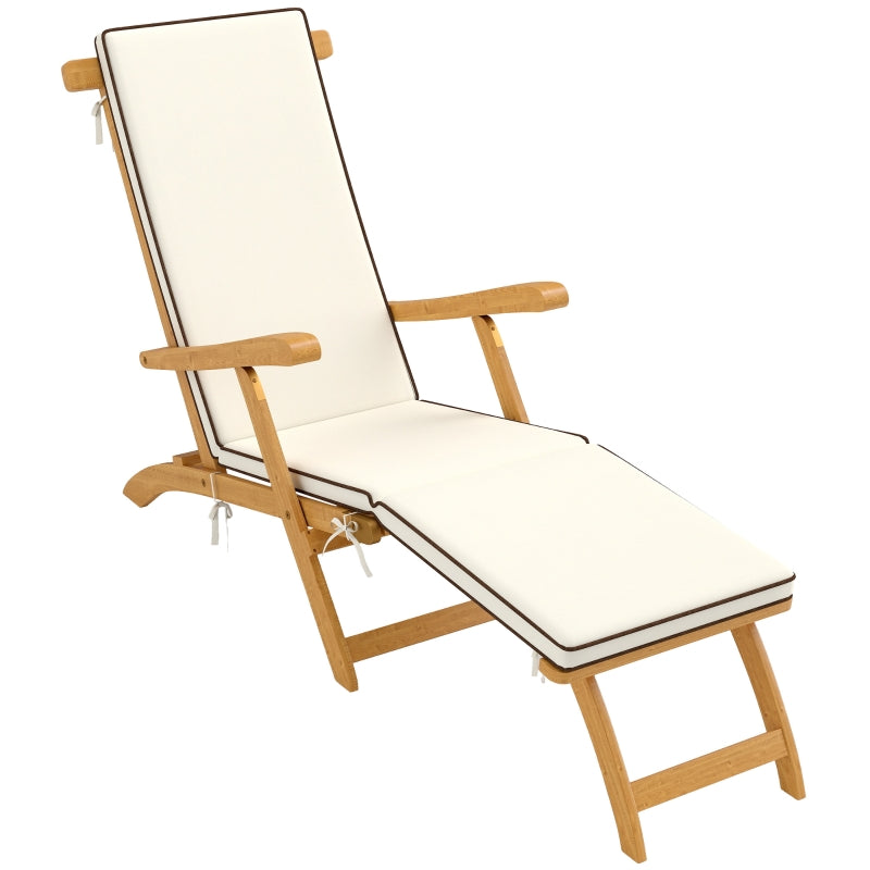 Sun Lounger Folding Garden Lounger with Footrest, Teak