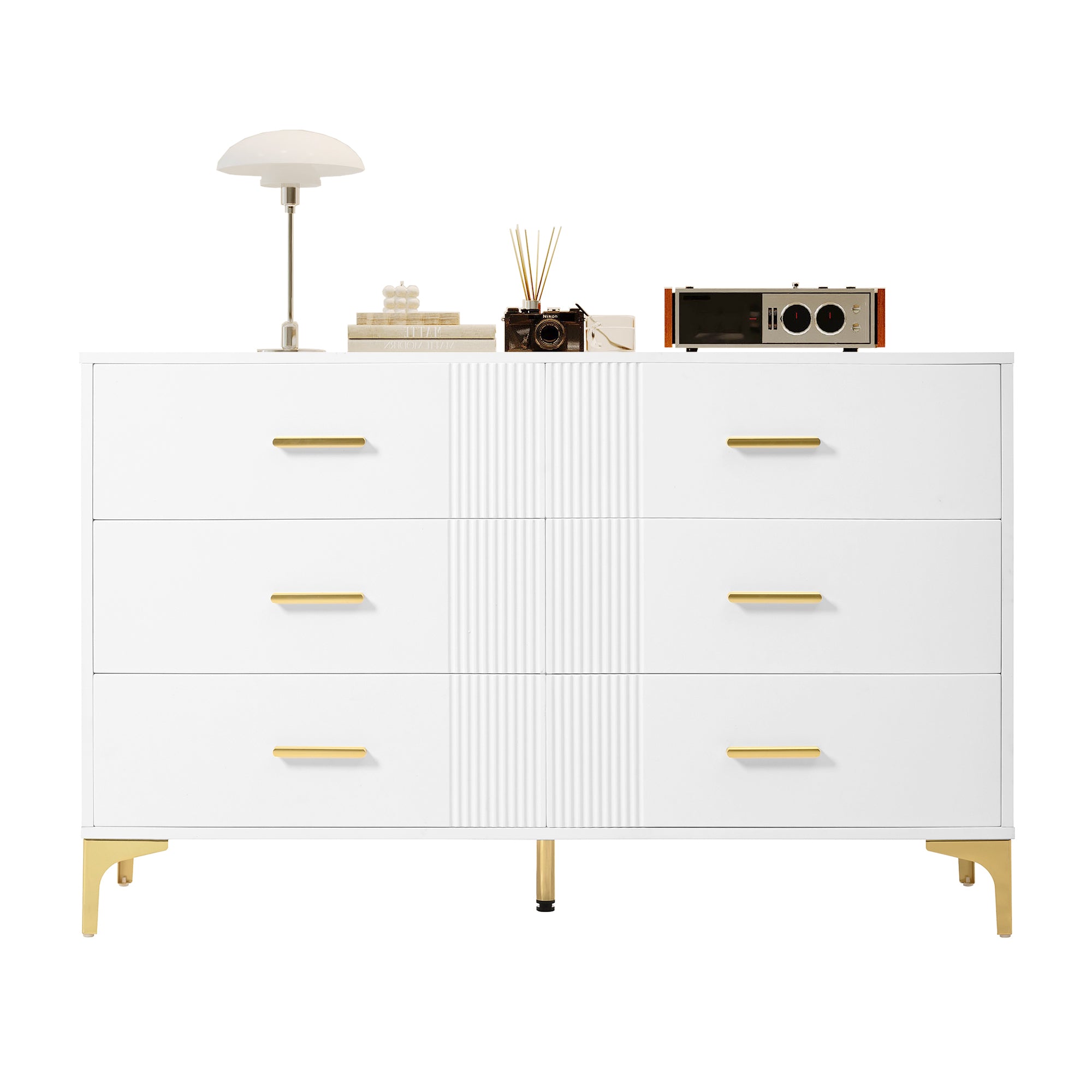 Chest of drawers 6 drawers for living room and bedroom, white