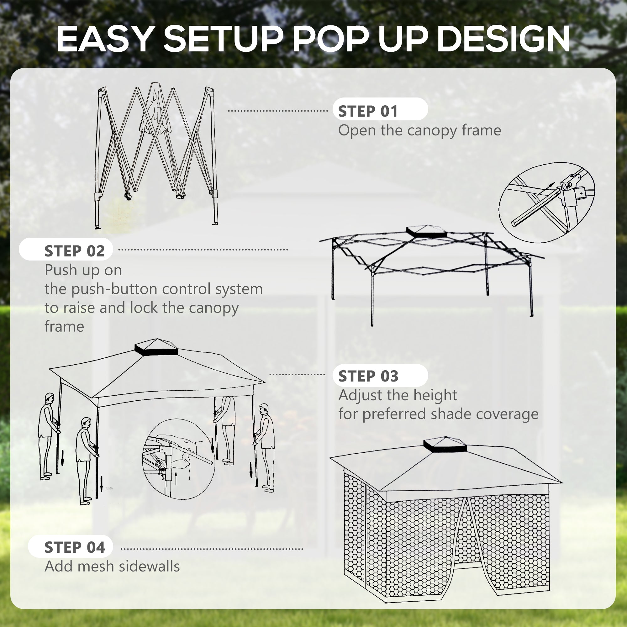 3 x 3(m) Pop Up Gazebo, Double-roof with Netting, Dark Grey