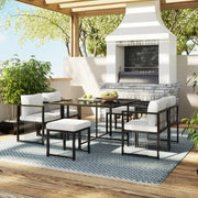 Outdoor Dining Set 7-Piece 6-Person Tempered Glass Table