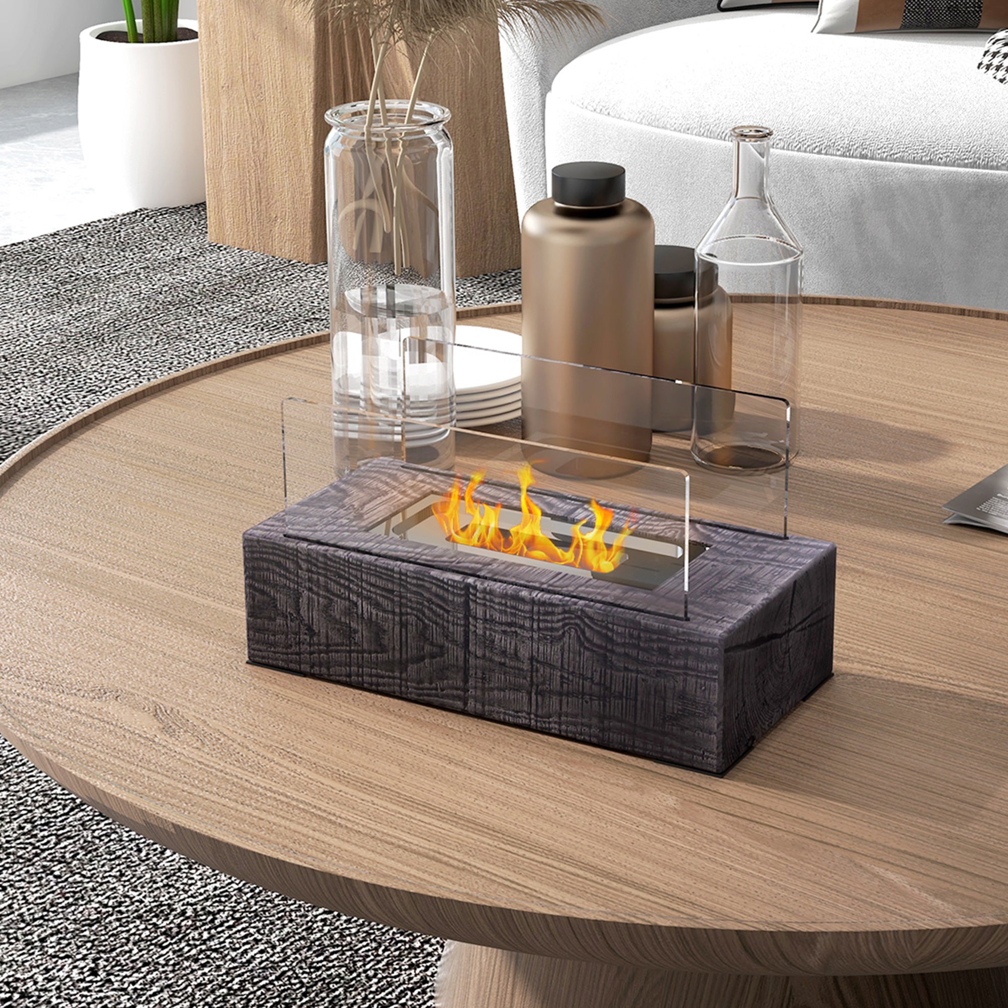 Tabletop Fireplace, Portable Bio-Ethanol Table Fire, Stainless Steel