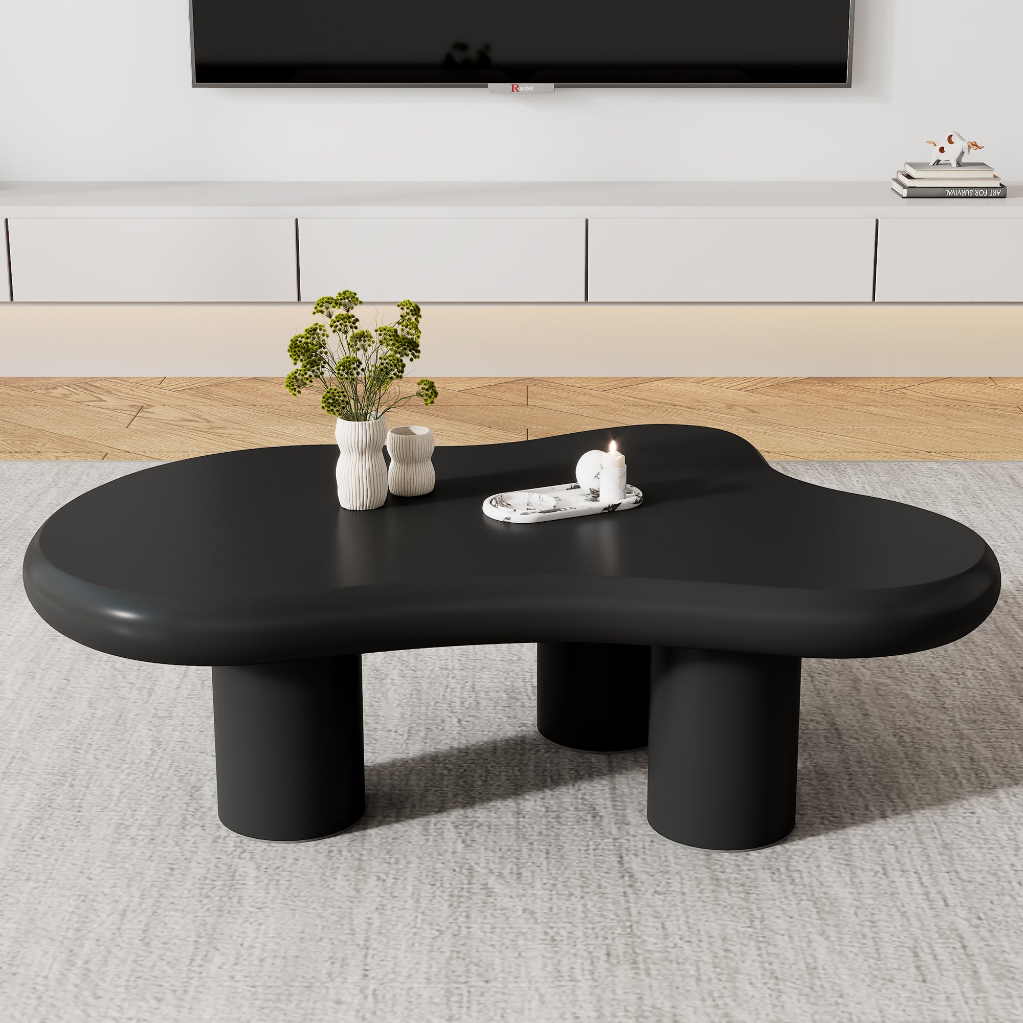 Coffee Table Irregular Cloud-Shaped 97x67x32cm - Lacquered MDF