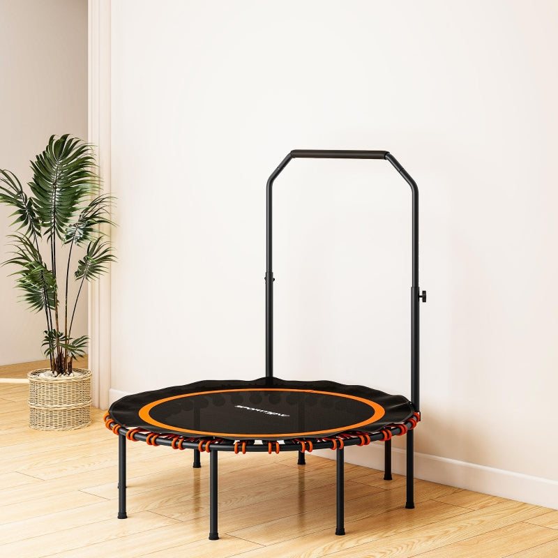 Fitness Trampoline, Adjustable Handrail for Indoor/Outdoor Use, Steel/Plastic Orange