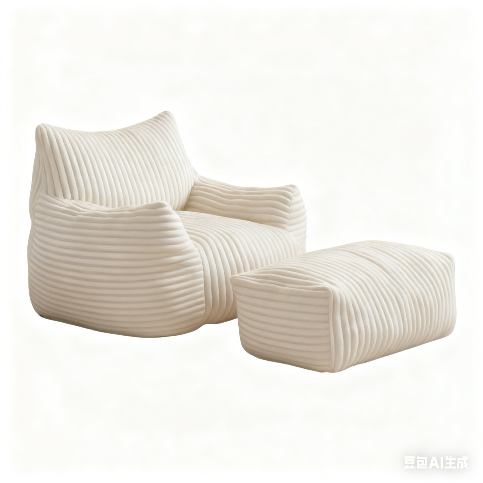 Bean Bag Chair with Footrest, High-Density Shredded Foam Lazy Sofa, Corduroy