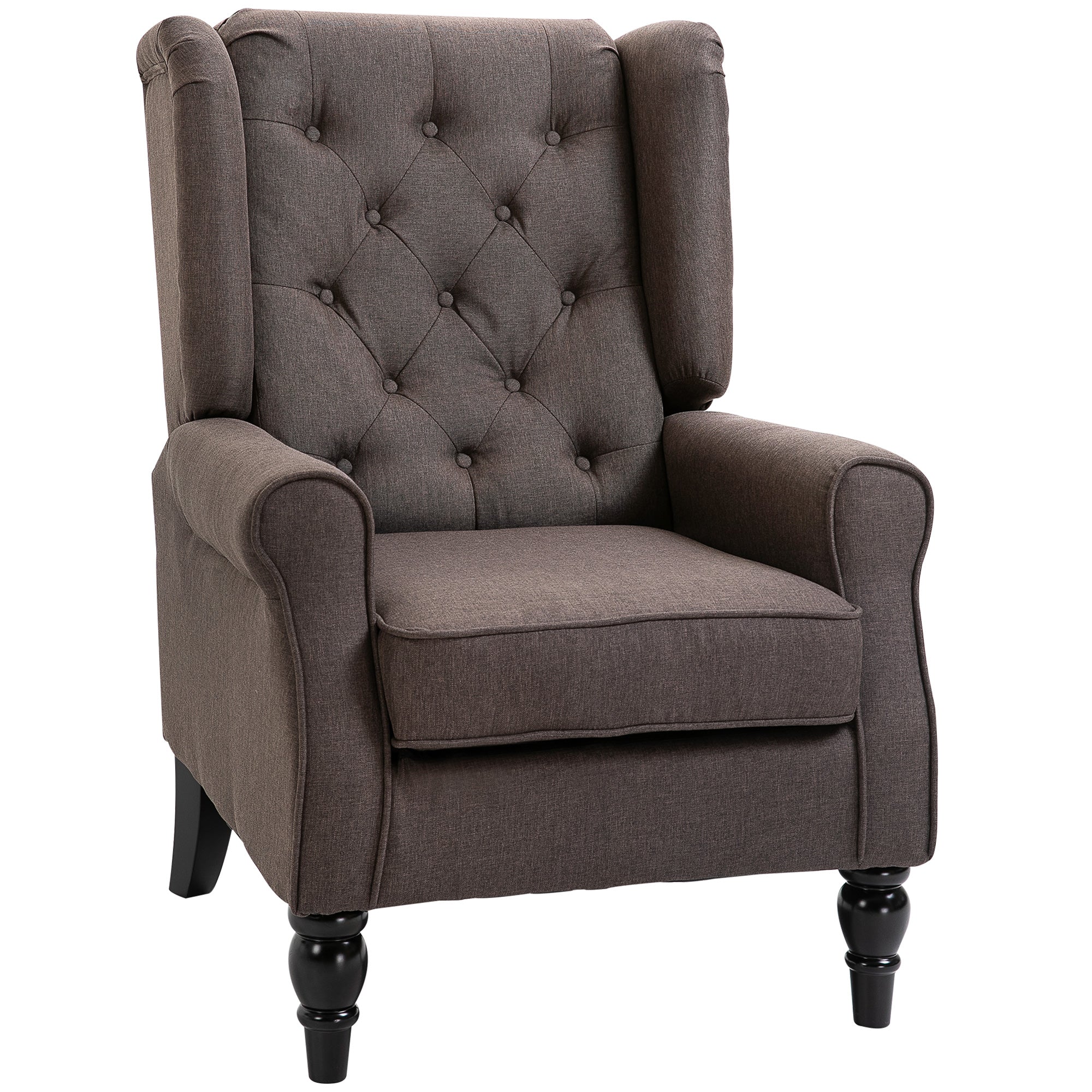 Wingback Accent Chair, Upholstered Button Tufted Occasional Chair, Brown