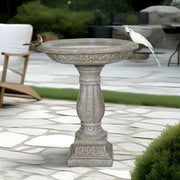 Concrete birdbath fountain 60.5 cm high x 51 cm diameter with carved base