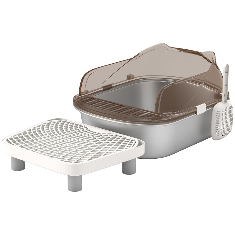 Stainless Steel Litter Box, High Wall Sided Enclosure, Anti-Leakage, Easy Cleaning