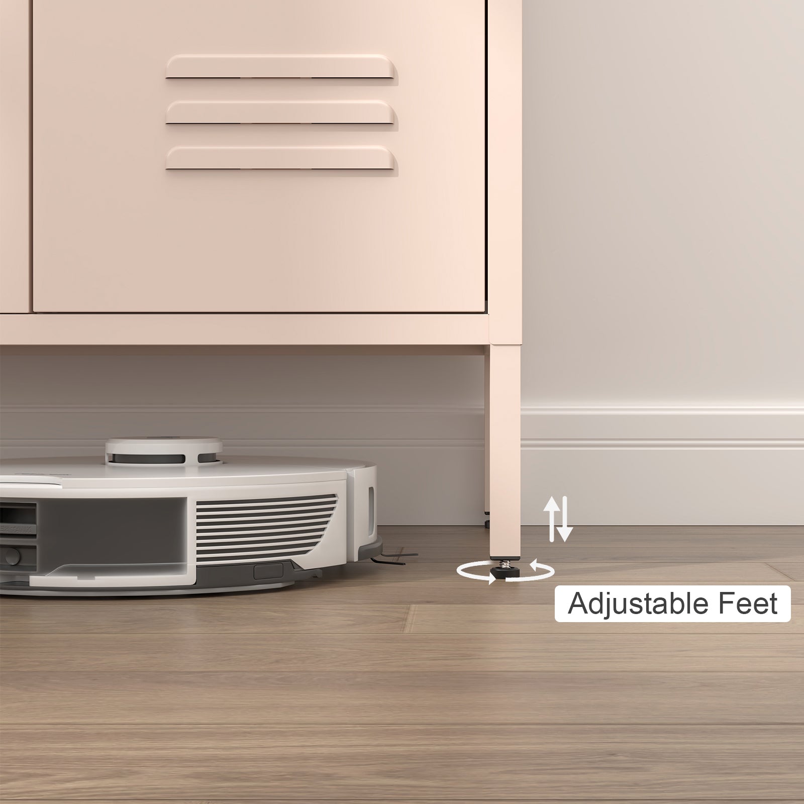 2 Door Metal Storage Cabinet with 2 Adjustable Shelves, Pink