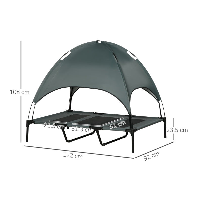 Raised Dog Bed Waterproof Elevated Pet Cot with UV Protection Canopy, Grey