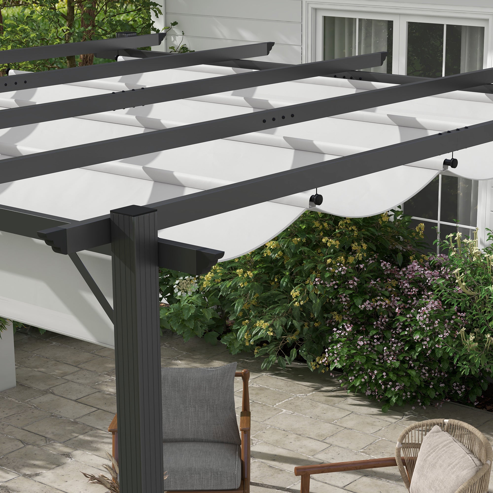 Aluminium Pergola Canopy Gazebo 3 x 3(m) Outdoor Garden Sun Shade Shelter - Light Grey