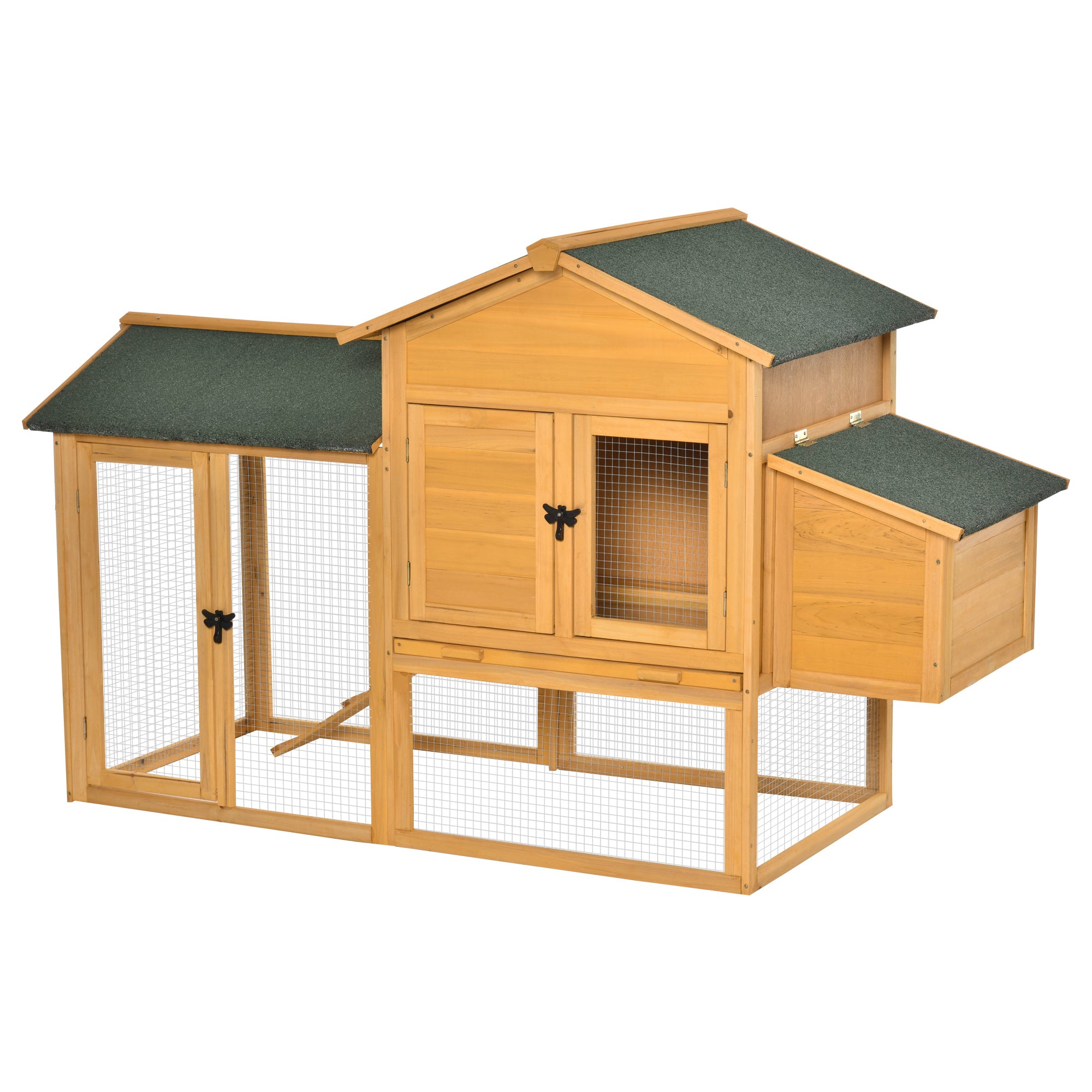 Bantam Chicken Coop with Run & Nesting Box, Fir Wood Yellow Green