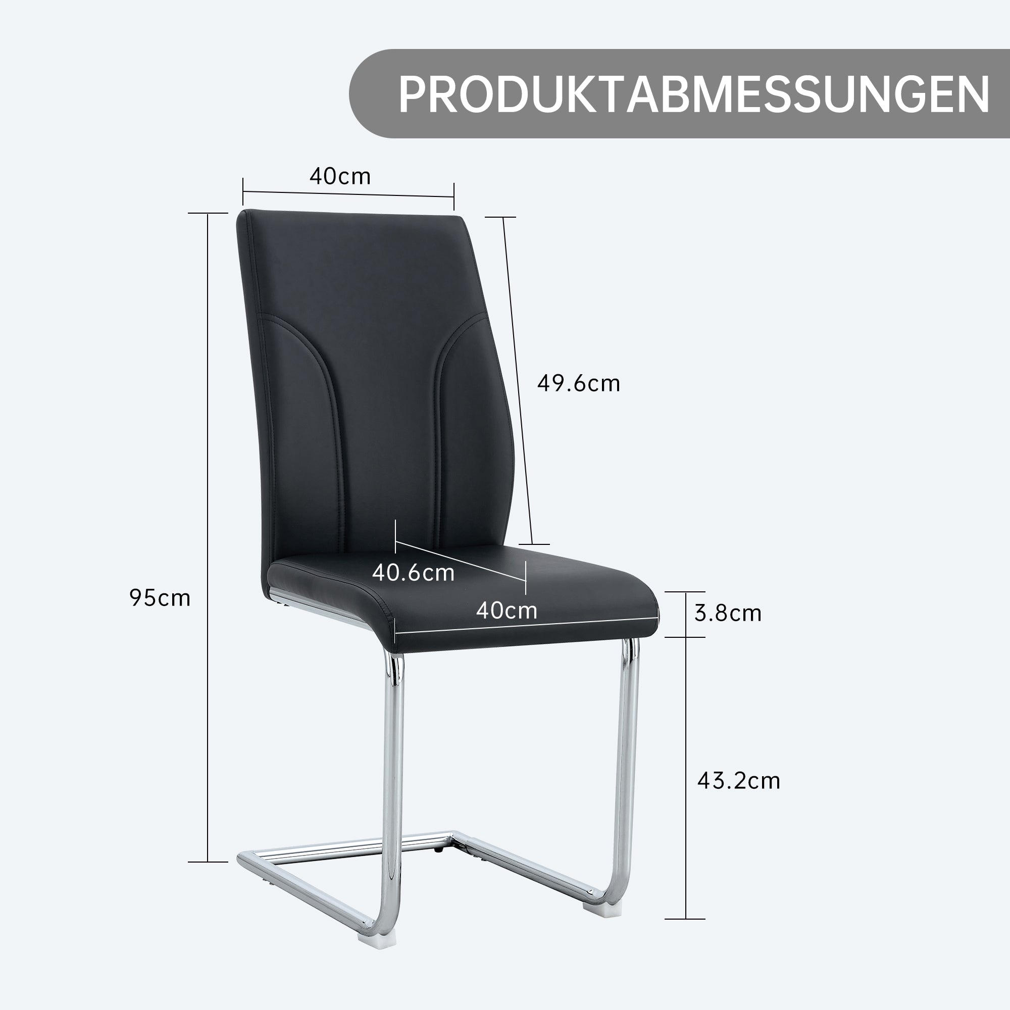 Dining Chairs Set of 2 Silver Metal Legs Black PU Material