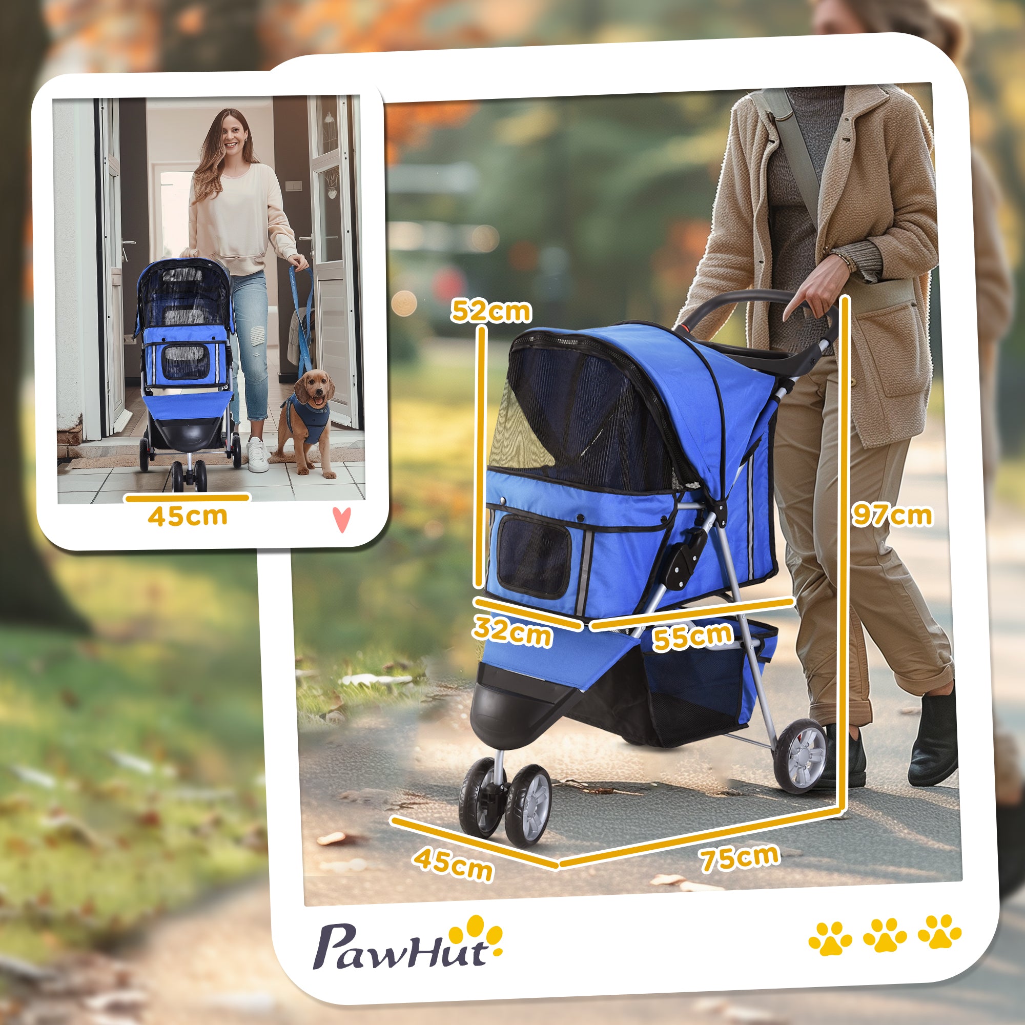 Dog Stroller, Foldable Lightweight, Blue