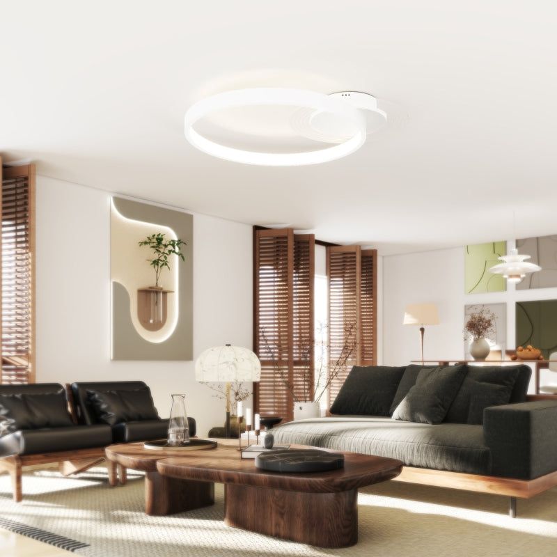 Ceiling Lamp, two-ring design for bedroom living room, white