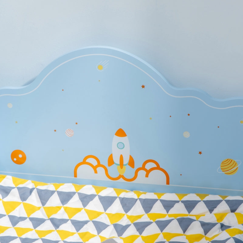 Space Themed Toddler Bed with Safety Rails Kids Furniture - Blue