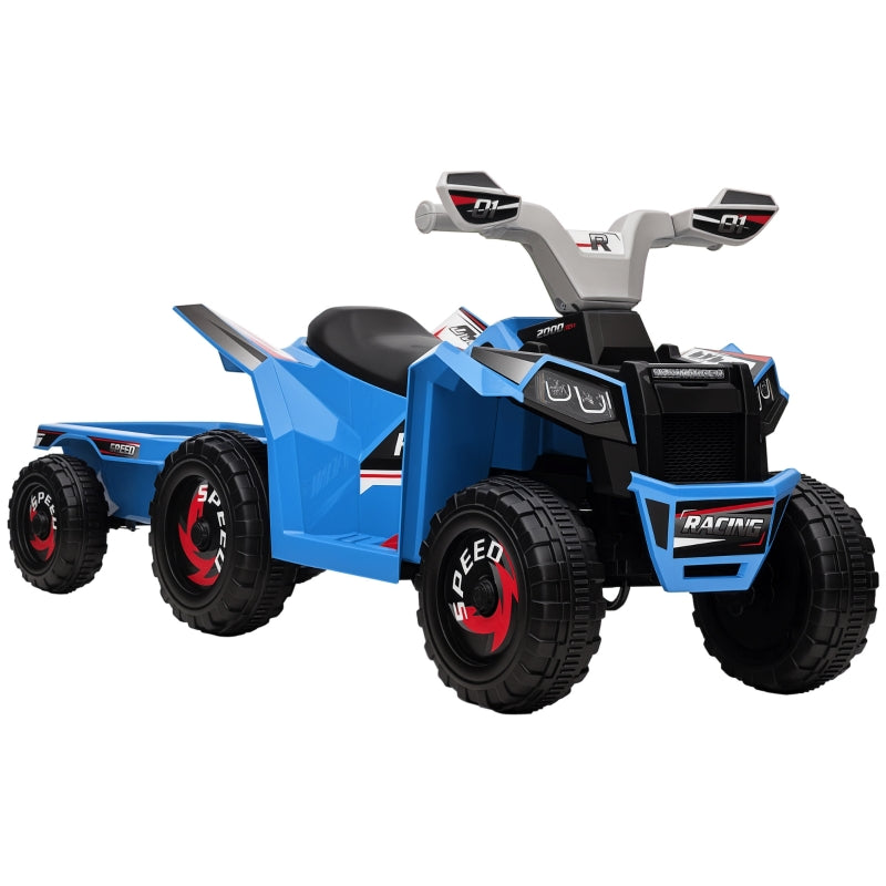 Kids' Quad, 2.5 km/h, Rechargeable, Trailer, Blue