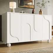 Sideboard Cabinet with Storage and Adjustable Top, White