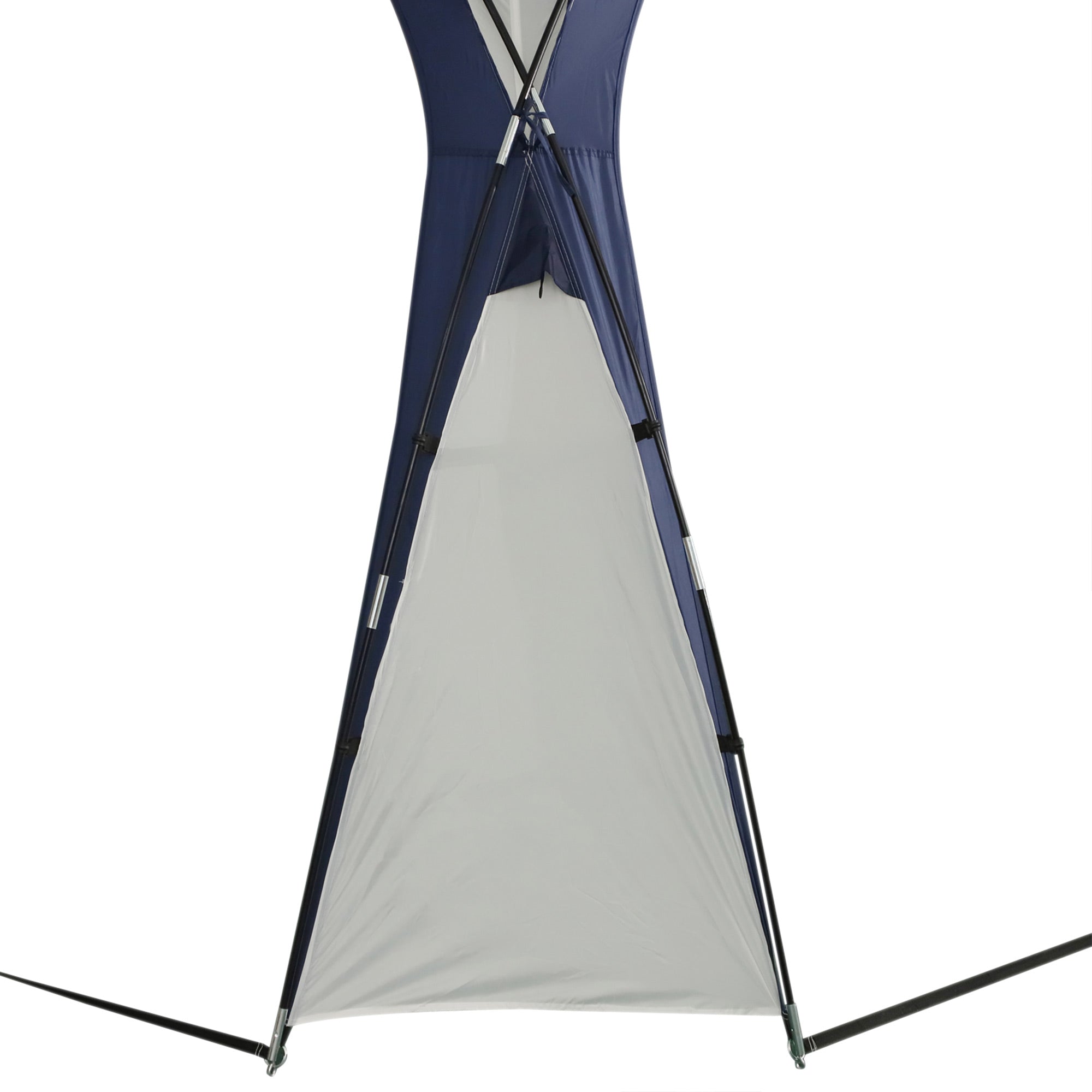 Camping Tent, Sun Protection Weatherproof, Fiberglass Pole + Polyester Cream White + Blue