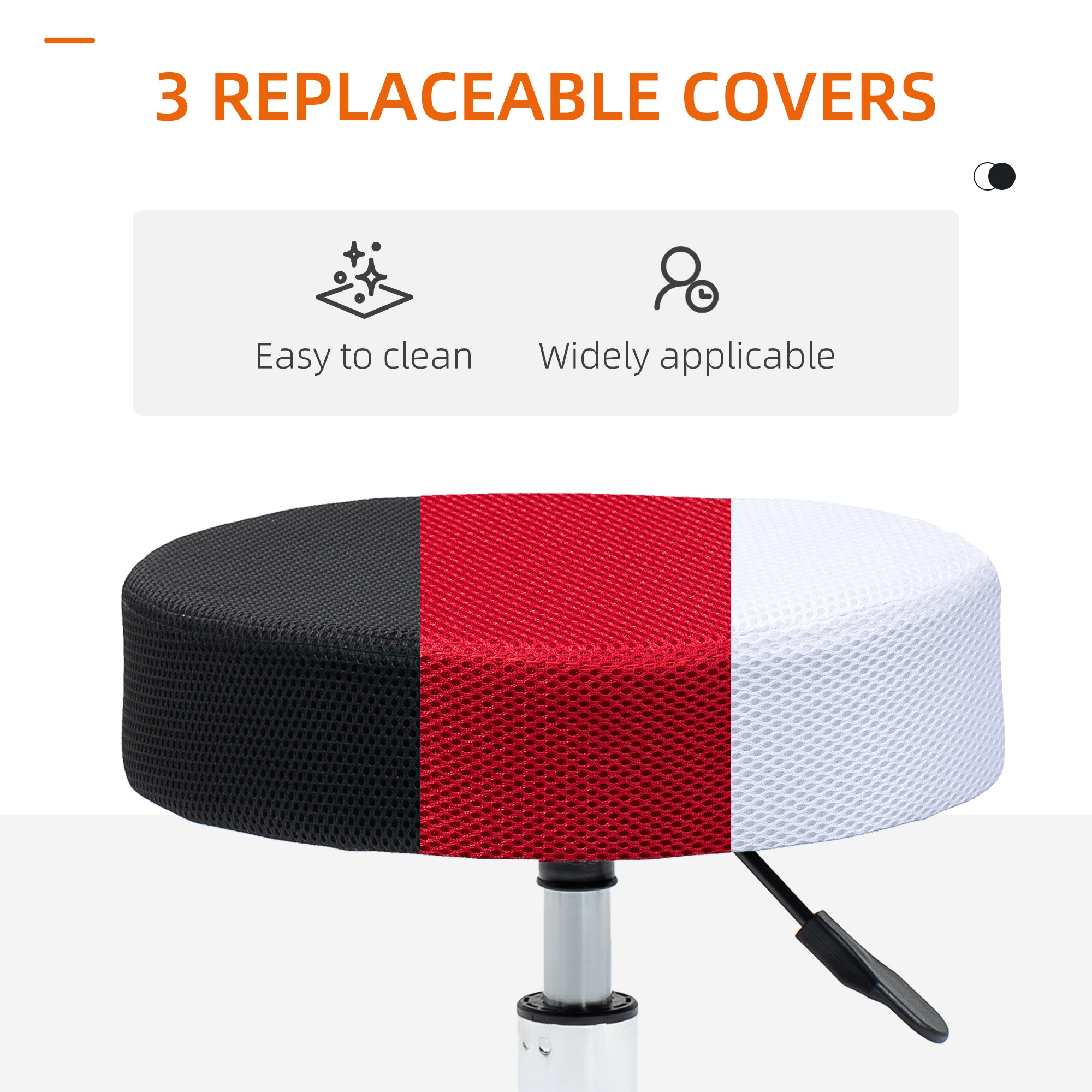 Hydraulic Swivel Salon Spa Stool, Adjustable Height Massage Tattoo with 3 Changeable Covers, Black