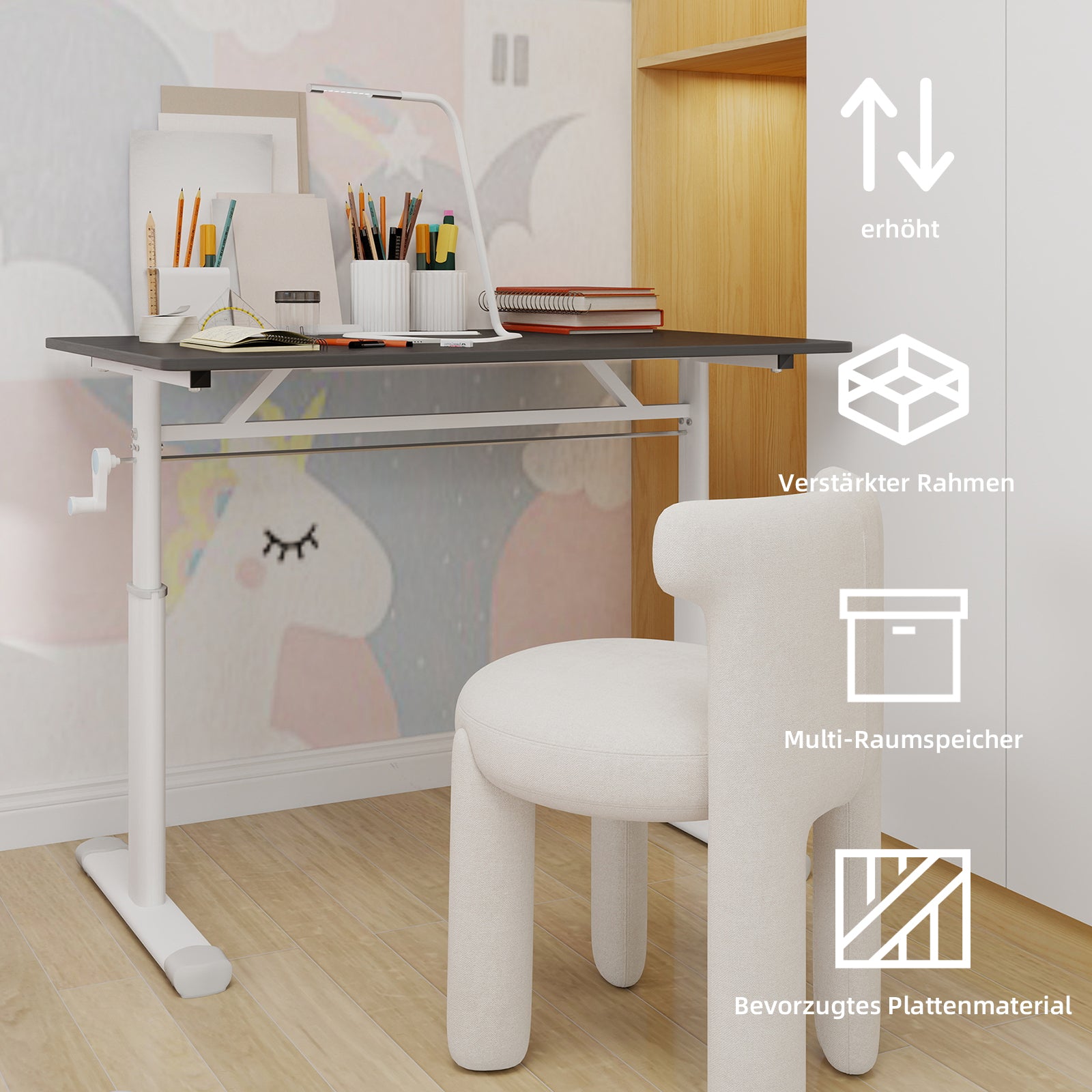 Adjustable Study Desk - Height-Adjustable, Multi-Purpose Home/Office, Compact