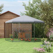 Chicken Coop Steel Run Cage with Cover & Door for 10-15 Animals, Grey