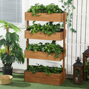 Four-Tier Basket Plant Stand - Wooden Orange
