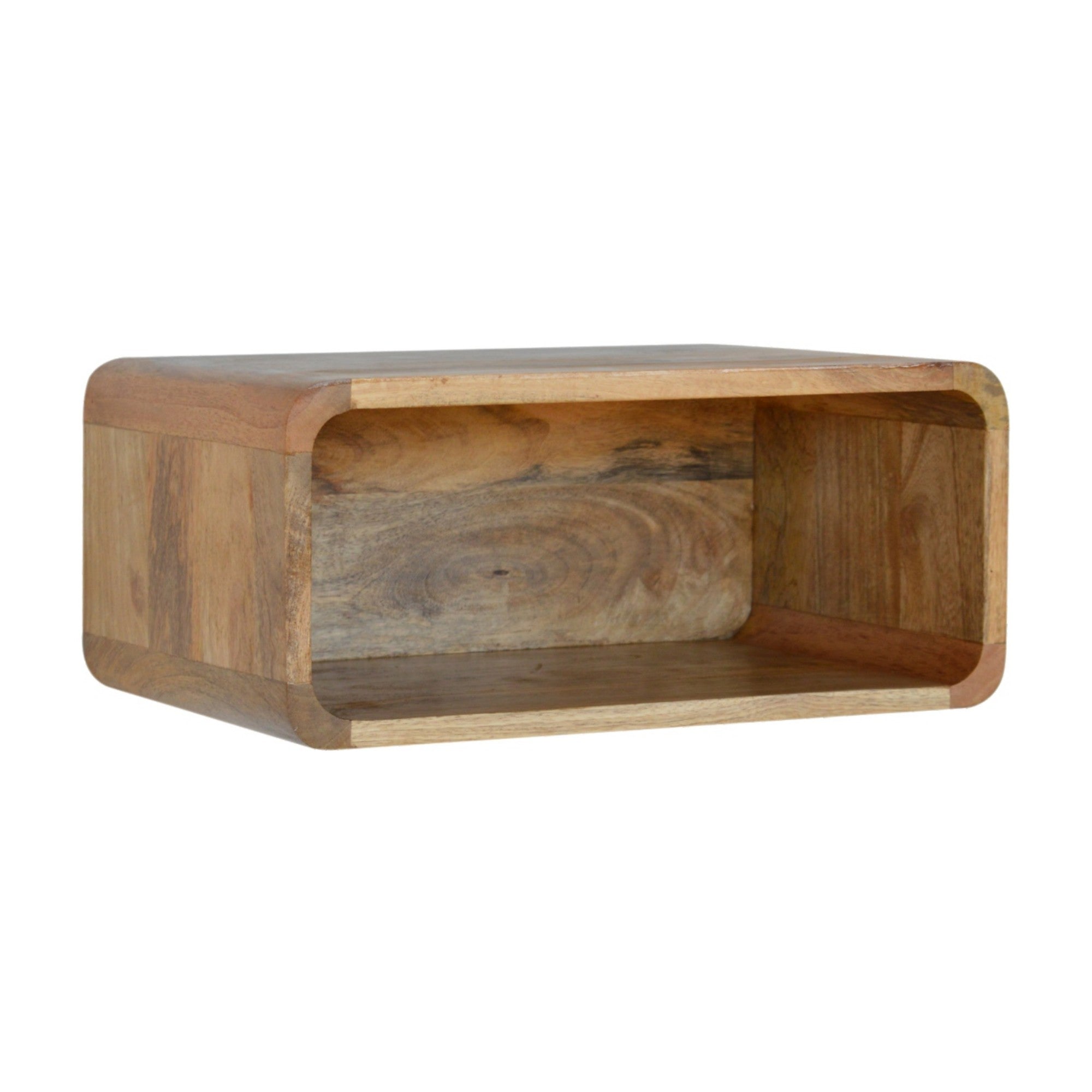 Elegant Space-Saver Wall Mounted Round Bedside Chestnut Wood