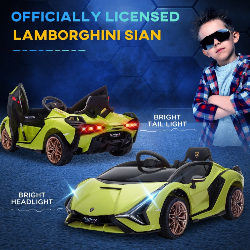 Lamborghini Sian 12V Electric Ride On Car with Remote Control, Green