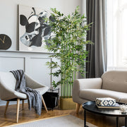 Artificial Bamboo, 180 cm Plant, Pinewood Pot, Green