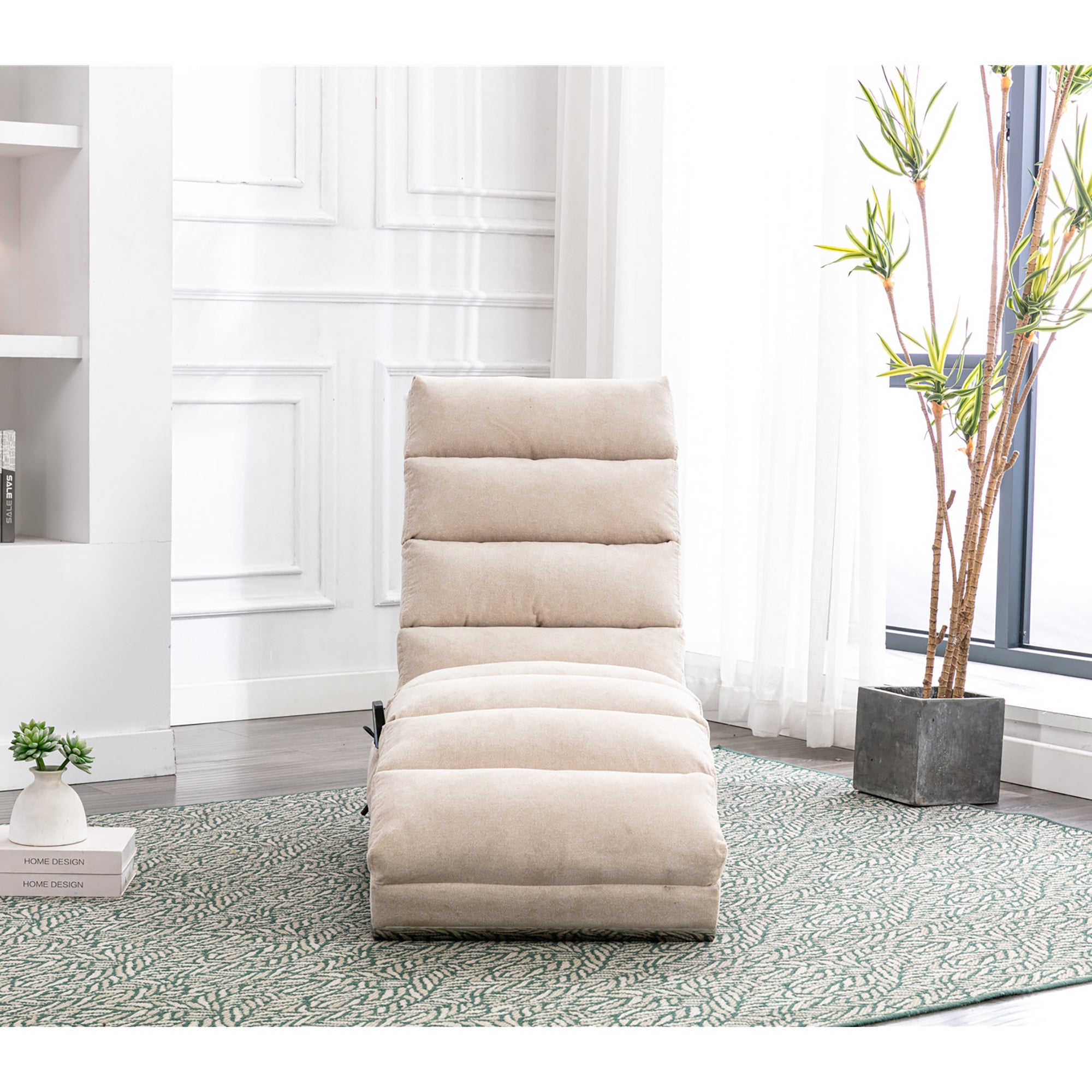 Relaxation Lounger, Fixed Reclining Sofa with Vibration and Side Pockets, Modern Furniture