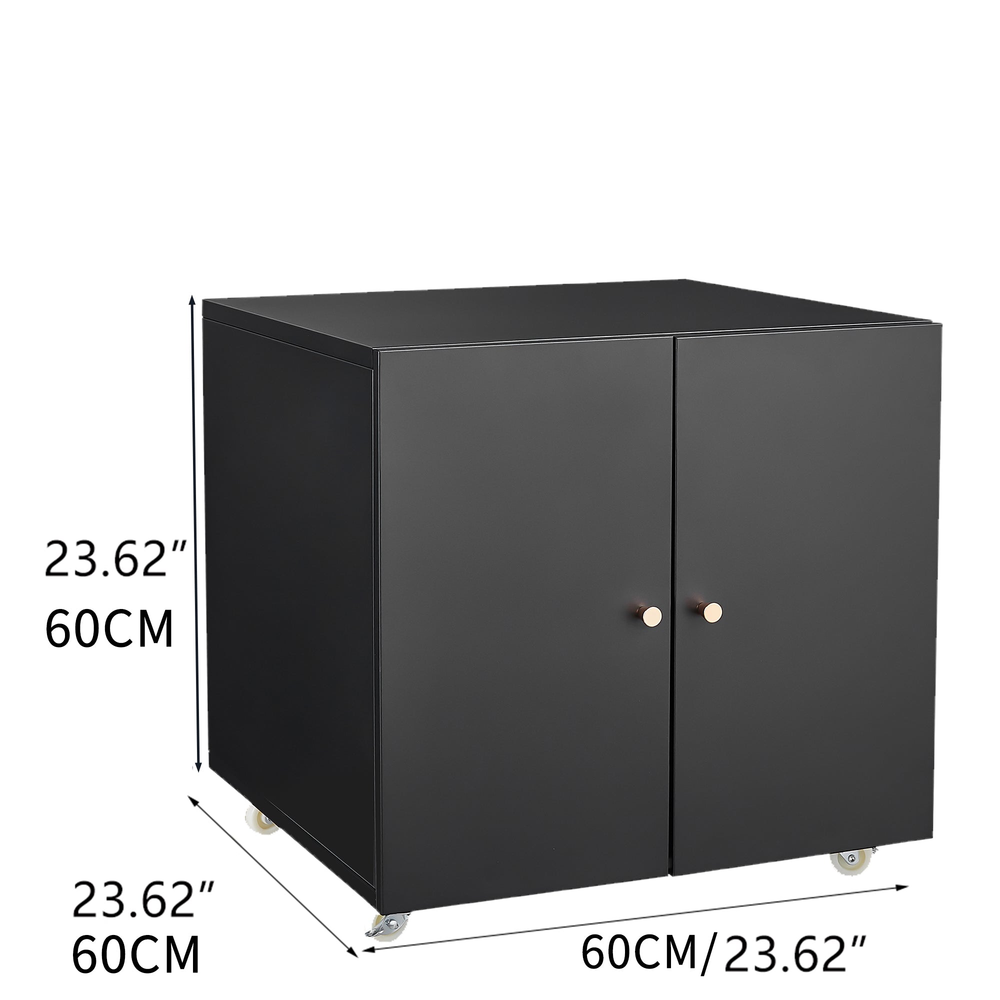Metal Printer Stand Storage Door Adjustable Shelf File Cabinet Wheels - Black