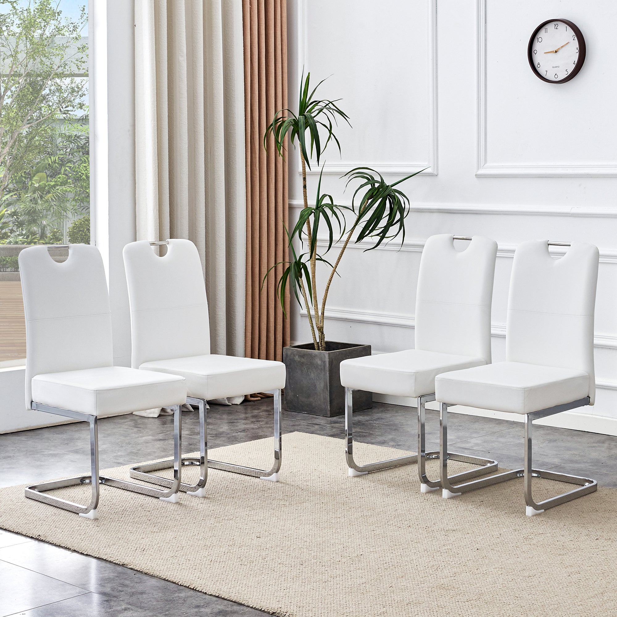 Dining Chairs, Thickened Integrated Spring Ergonomic Design, White