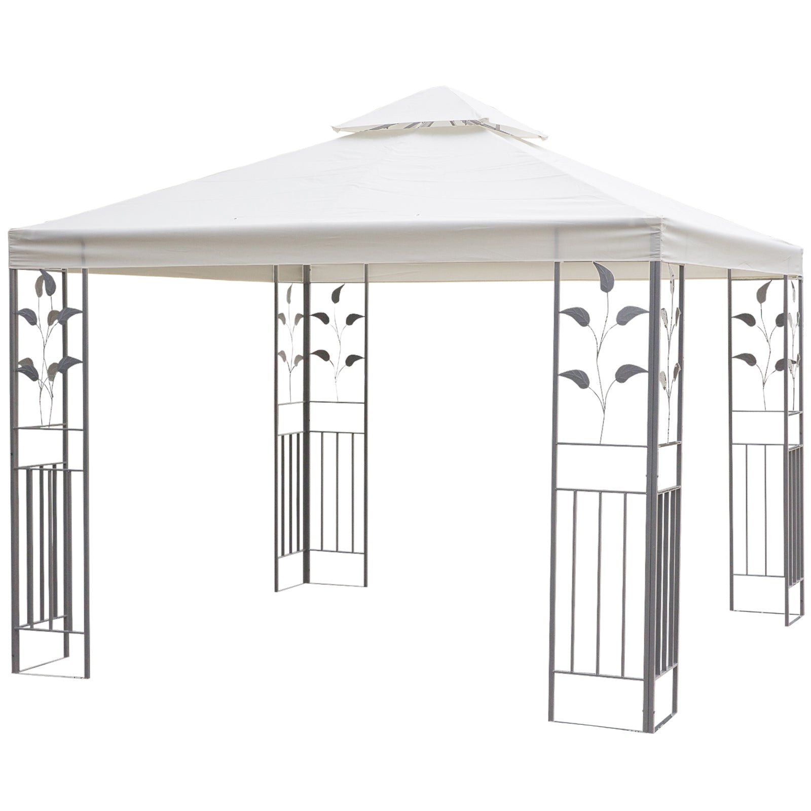 Gazebo 3 x 3m 2 Tier Roof Decorative Steel Frame - Cream