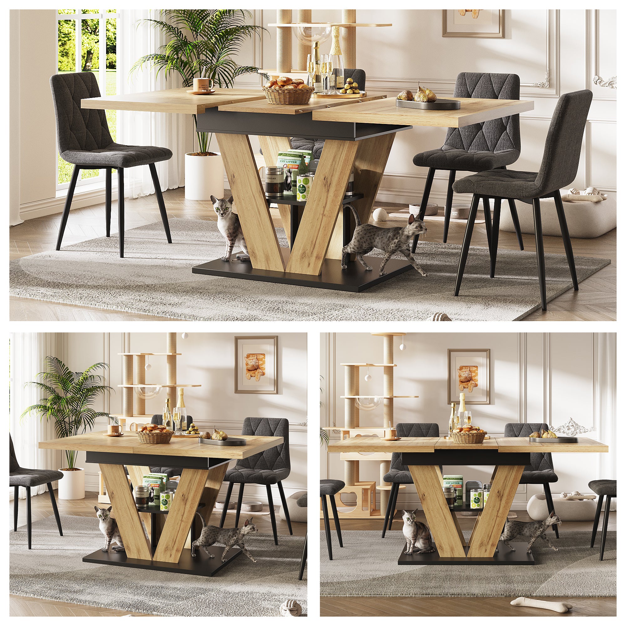 Extendable Dining Table 110(140)x80cm - Wood Grain