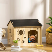 Dog House, Indoor with Roof and Ventilation, MDF Oak Black