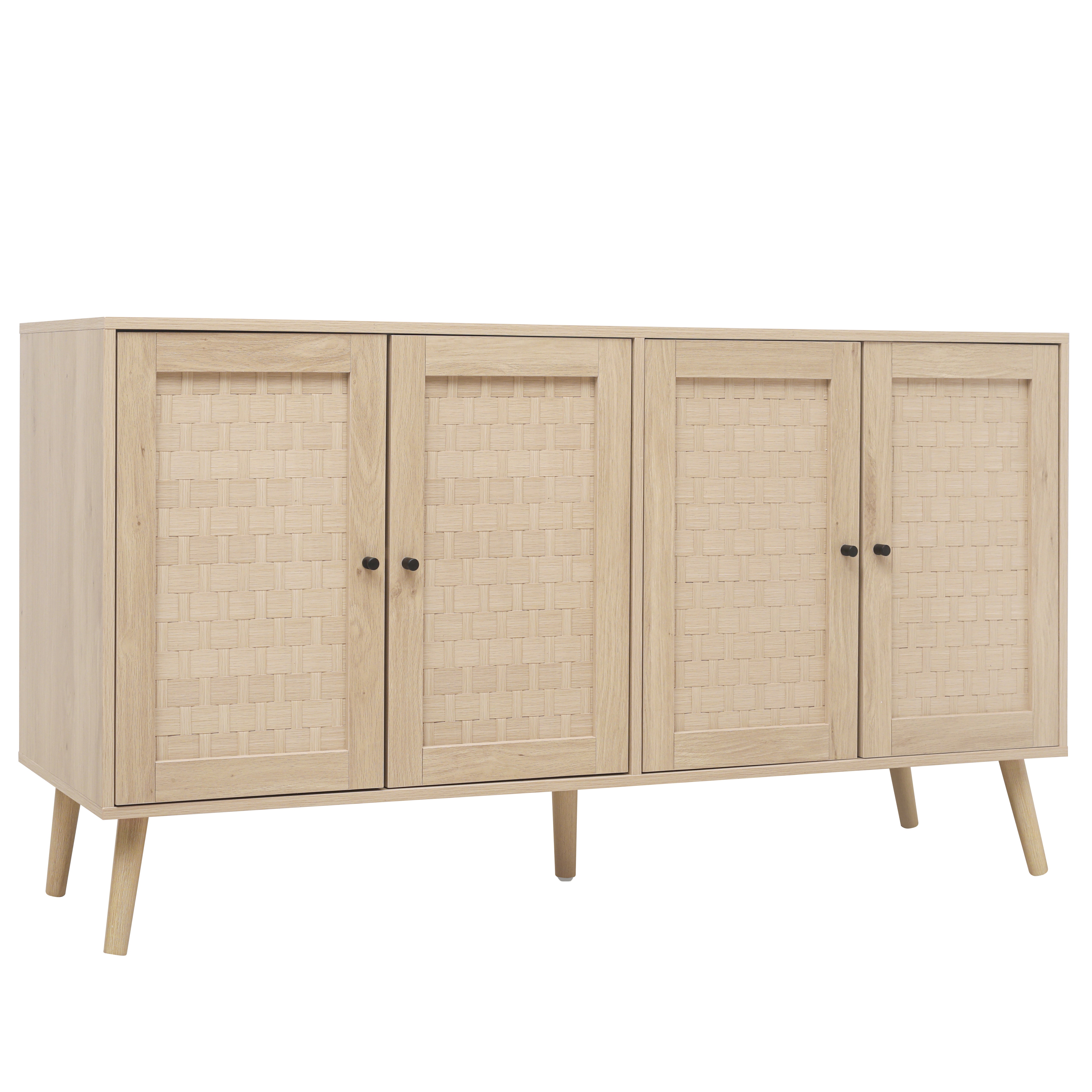 Sideboard 4 Doors Unique Wave Pattern 150x40x80cm - Wood Look