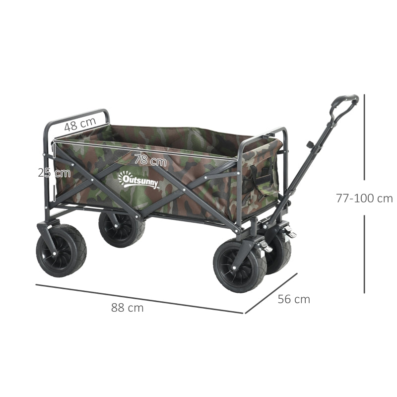 95L Folding Garden Trolley with Steel Frame and Handle, Multicolor