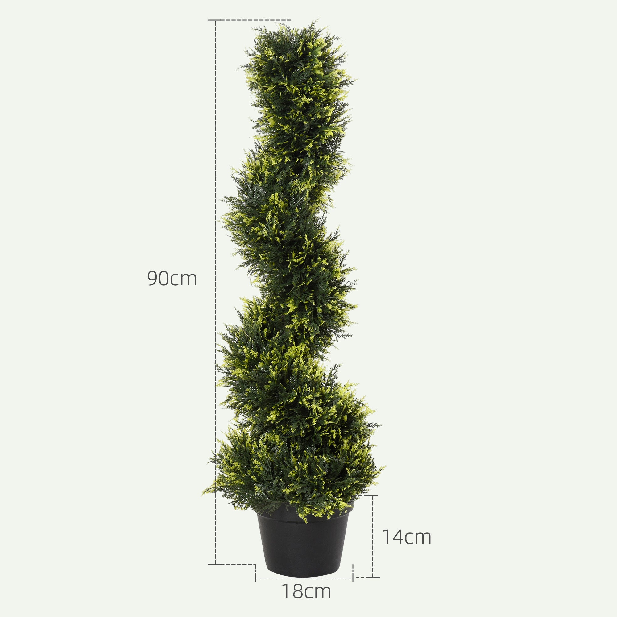 Artificial Cedar Trees Set of 2, Large 90cm Spiral Plant for Decoration, Plastic