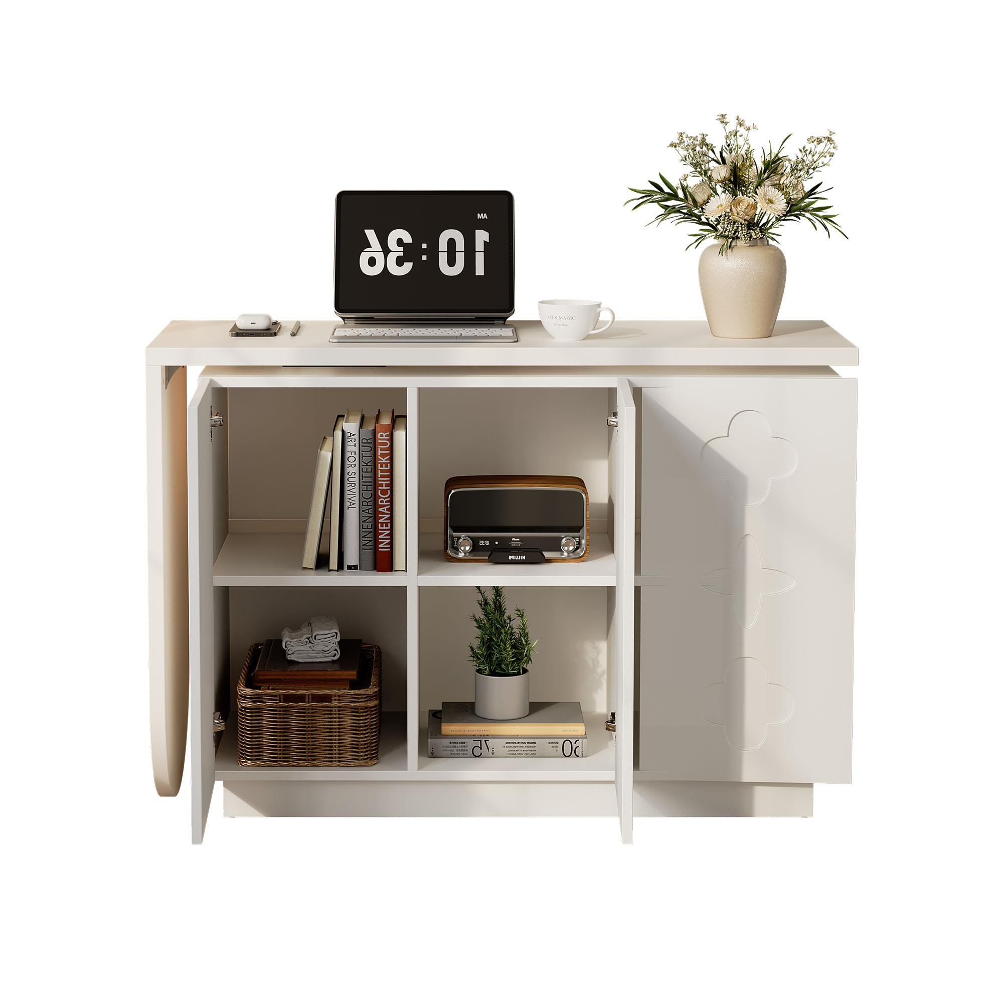 Desk, Rotating L-Shaped Corner, 110 cm White